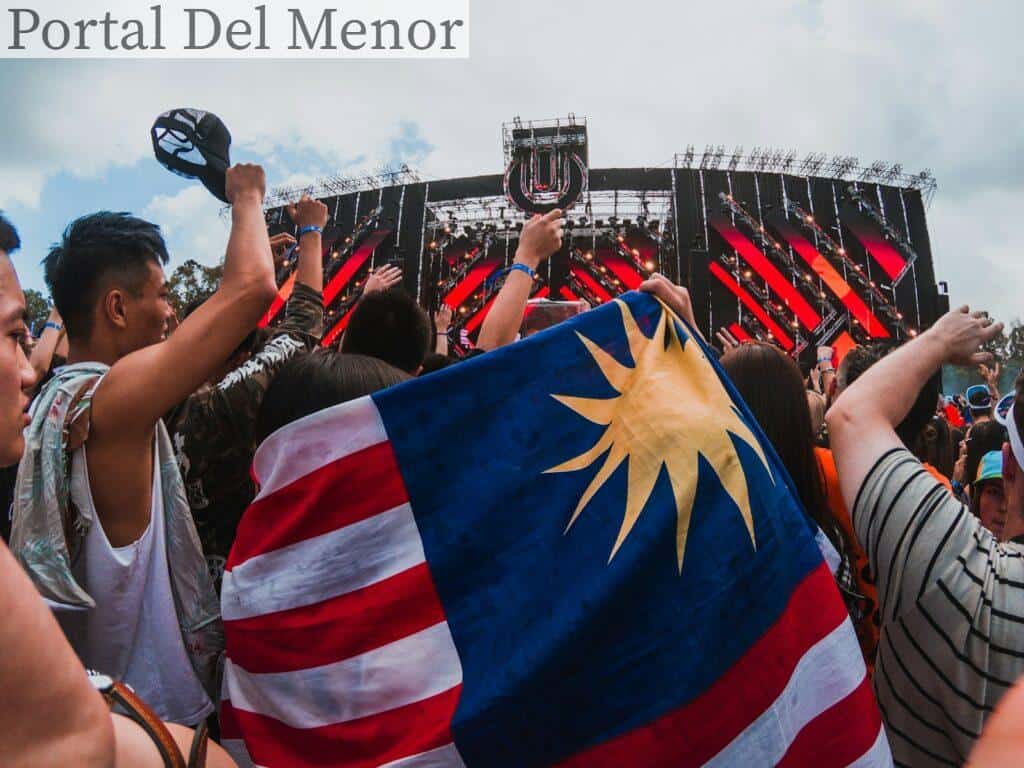 person holding US flag at crowd under cloudy sky during daytime