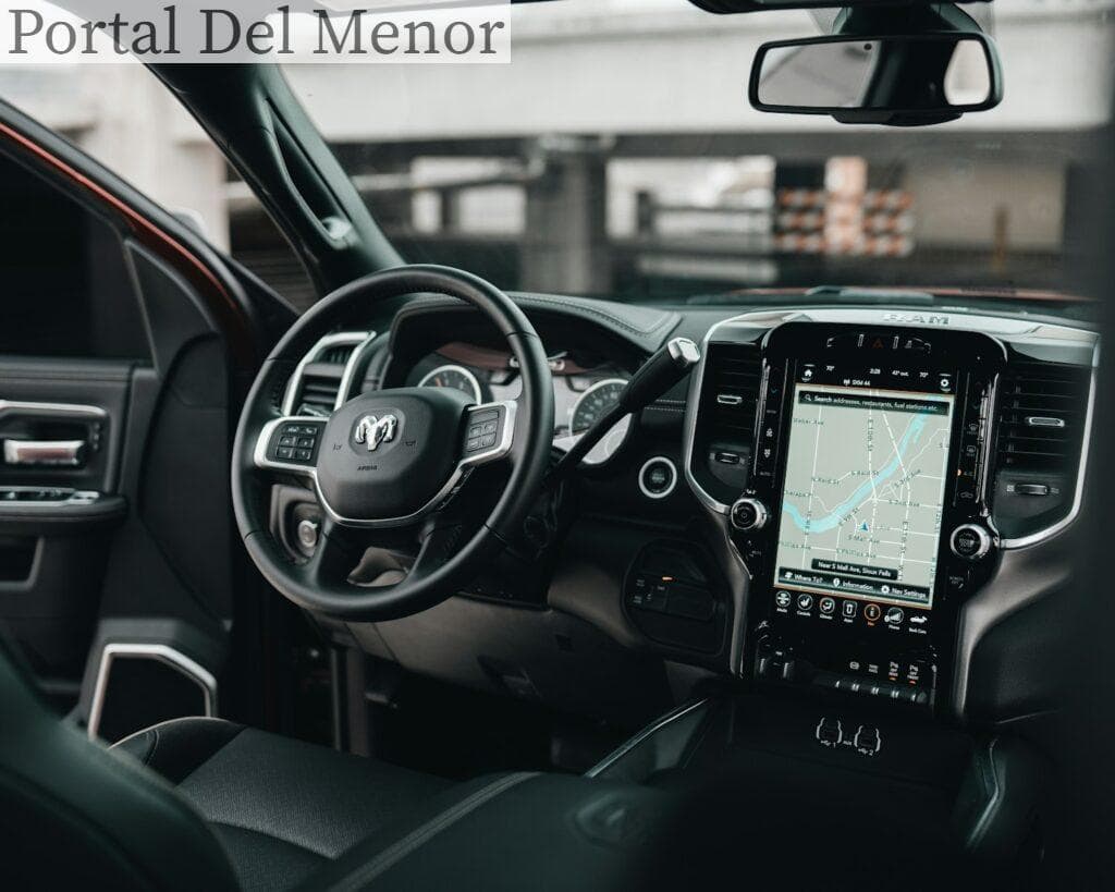 black car gps turned on in car